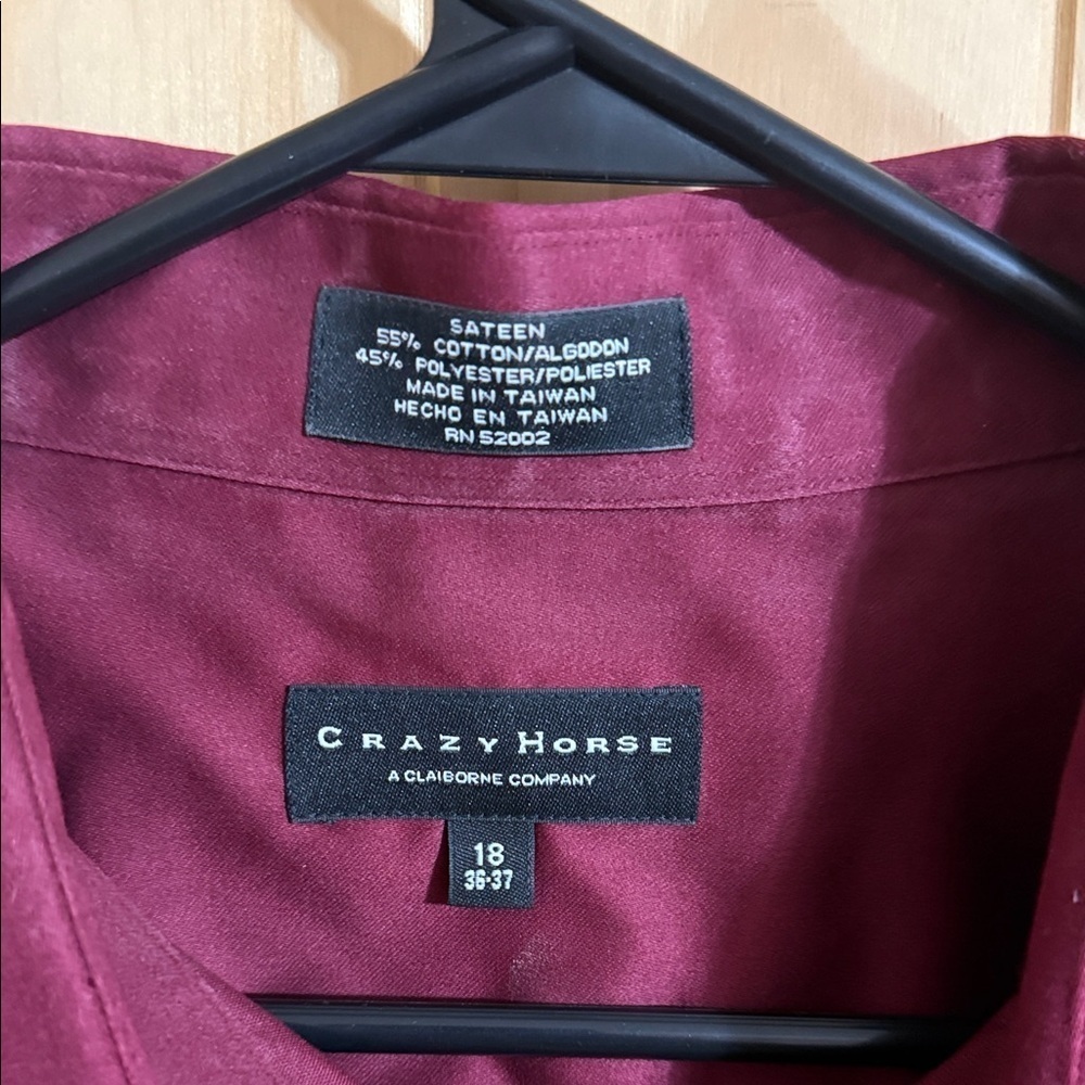 Crazy Horse Classic Maroon Dress Shirt for Men - Picture 2 of 5
